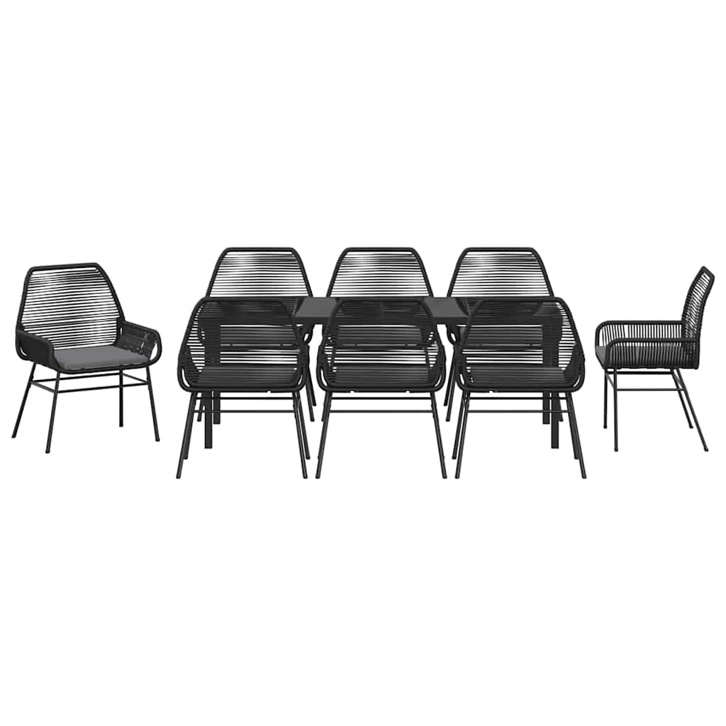 Garden Dining Set 9 pcs Black Poly Rattan