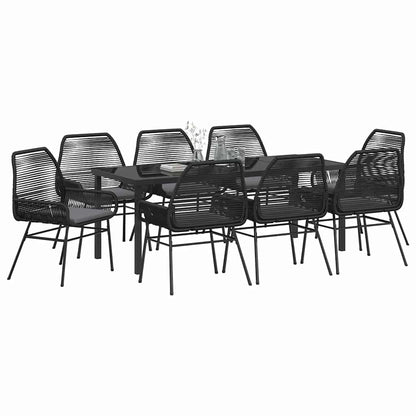 Garden Dining Set 9 pcs Black Poly Rattan