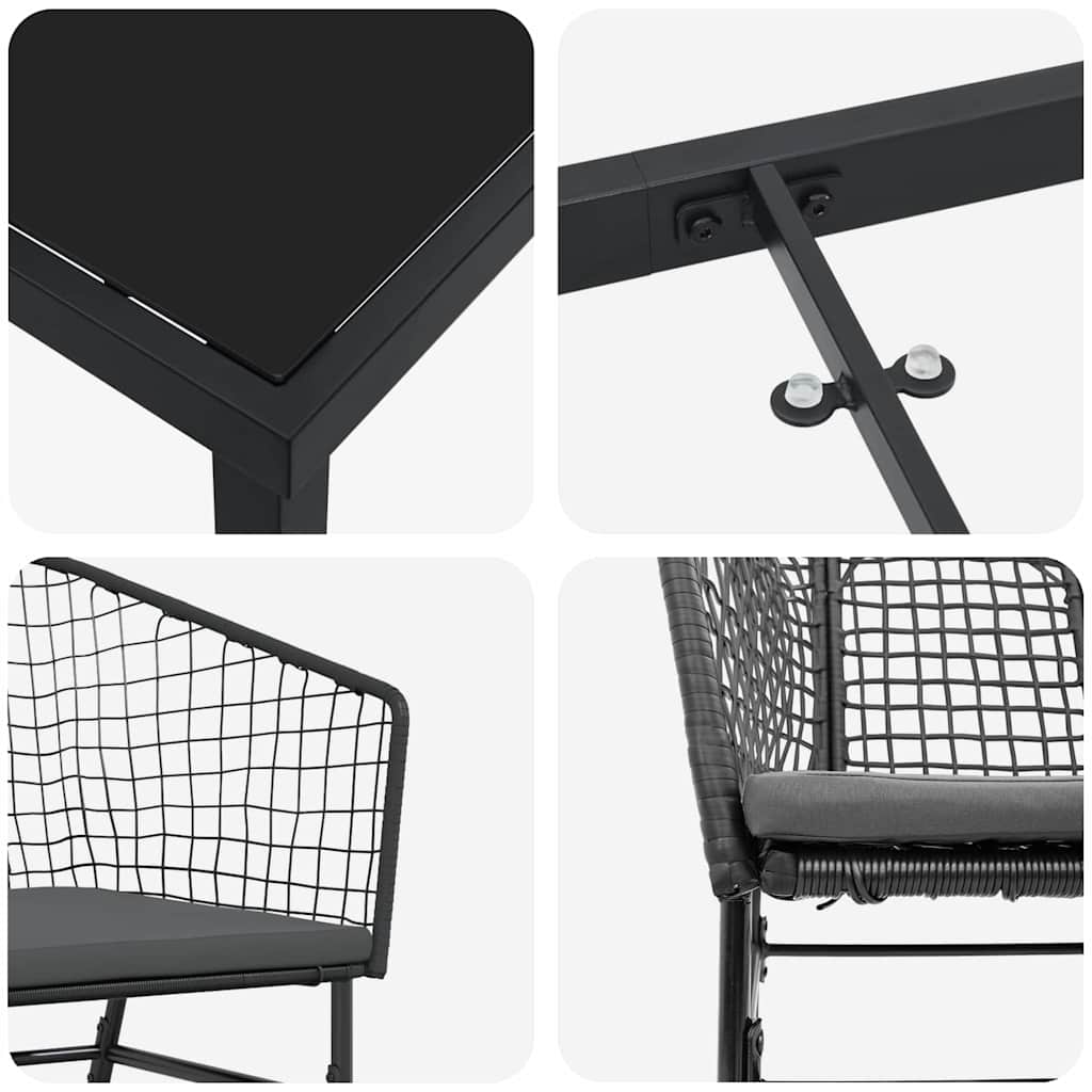 Garden Dining Set 9 pcs Black Poly Rattan