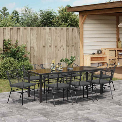 Garden Dining Set 9 pcs Black Poly Rattan