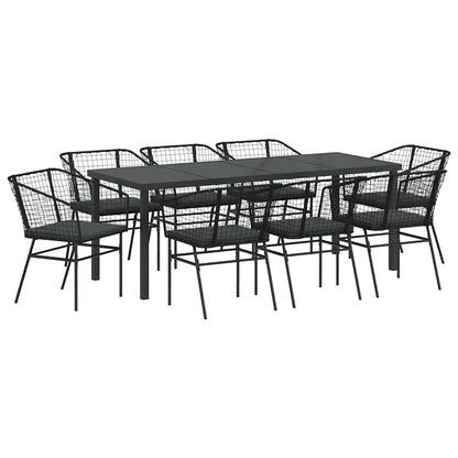 Garden Dining Set 9 pcs Black Poly Rattan