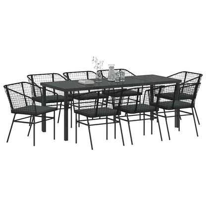 Garden Dining Set 9 pcs Black Poly Rattan