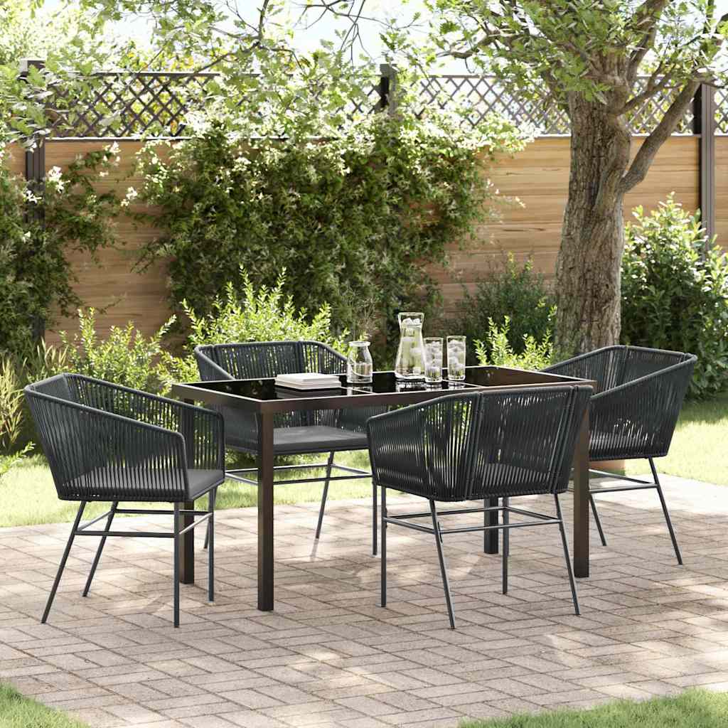 Garden Dining Set 5 pcs Black Powder-Coated Steel