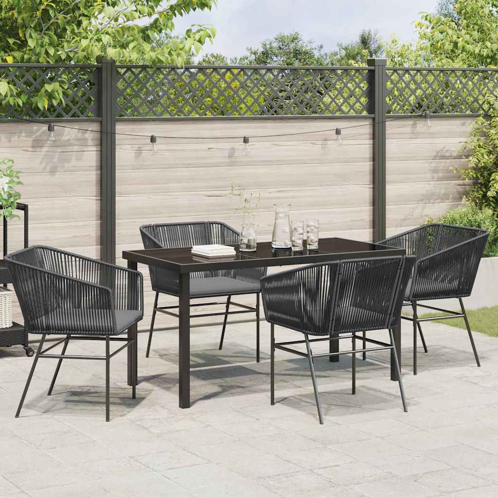 Garden Dining Set 5 pcs Black Powder-Coated Steel