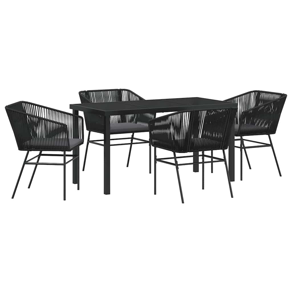 Garden Dining Set 5 pcs Black Powder-Coated Steel