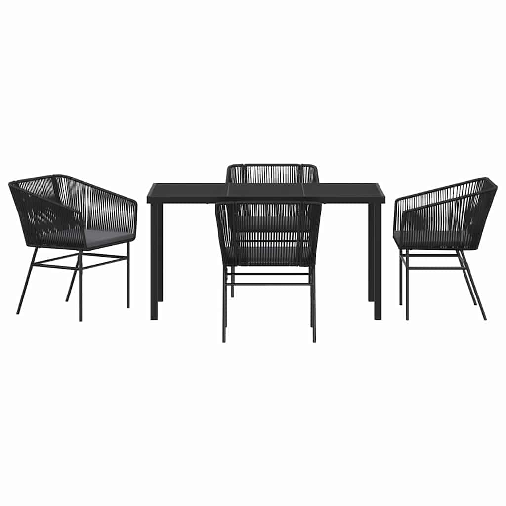 Garden Dining Set 5 pcs Black Powder-Coated Steel