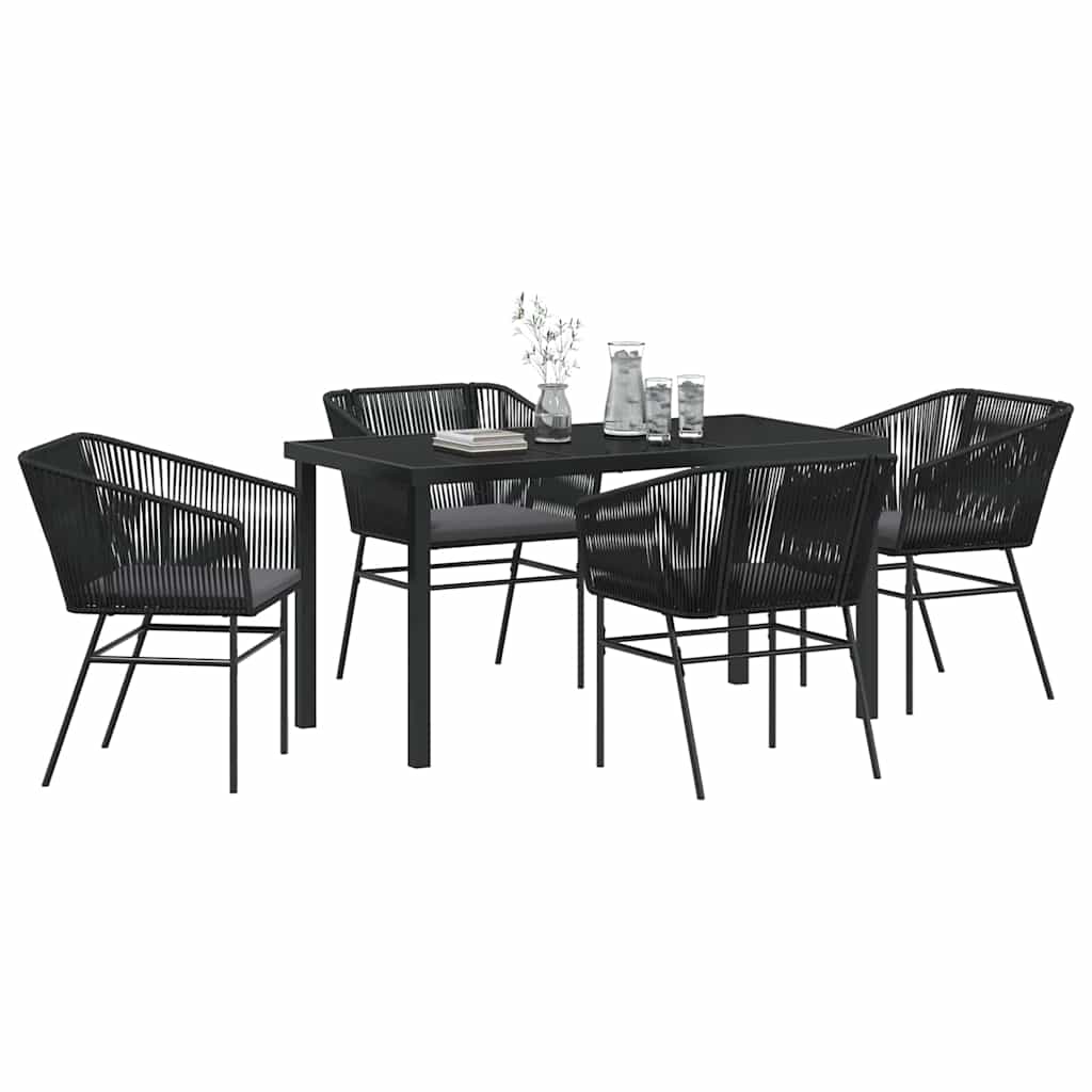 Garden Dining Set 5 pcs Black Powder-Coated Steel