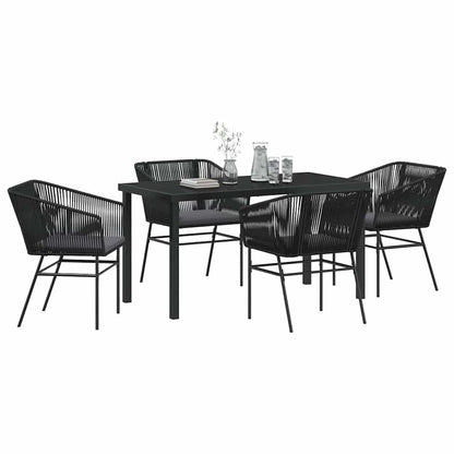 Garden Dining Set 5 pcs Black Powder-Coated Steel