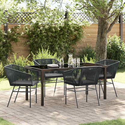 Garden Dining Set 5 pcs Black Powder-Coated Steel