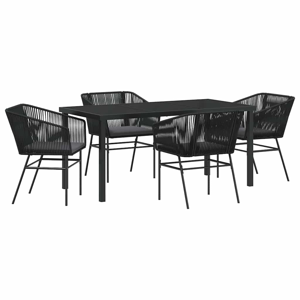 Garden Dining Set 5 pcs Black Powder-Coated Steel