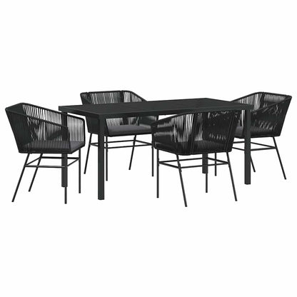 Garden Dining Set 5 pcs Black Powder-Coated Steel
