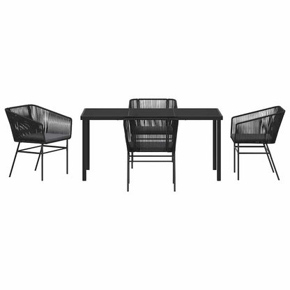 Garden Dining Set 5 pcs Black Powder-Coated Steel