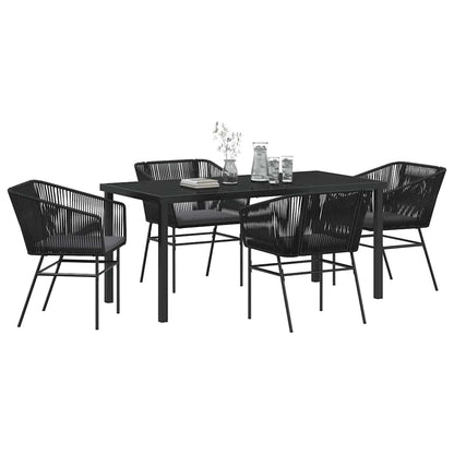 Garden Dining Set 5 pcs Black Powder-Coated Steel