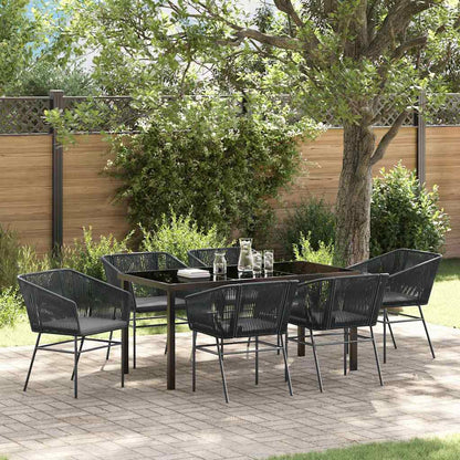 Garden Dining Set 7 pcs Black Powder-Coated Steel