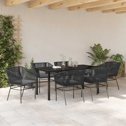 Garden Dining Set 7 pcs Black Powder-Coated Steel