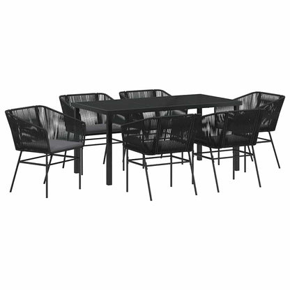 Garden Dining Set 7 pcs Black Powder-Coated Steel