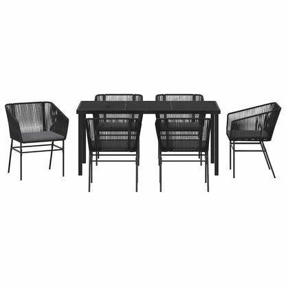 Garden Dining Set 7 pcs Black Powder-Coated Steel