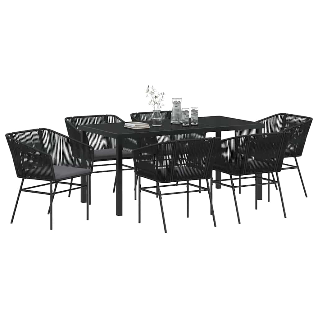 Garden Dining Set 7 pcs Black Powder-Coated Steel