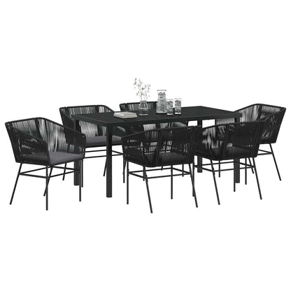 Garden Dining Set 7 pcs Black Powder-Coated Steel