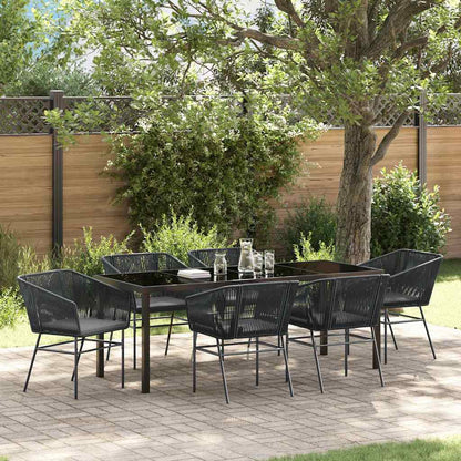 Garden Dining Set 7 pcs Black Powder-Coated Steel