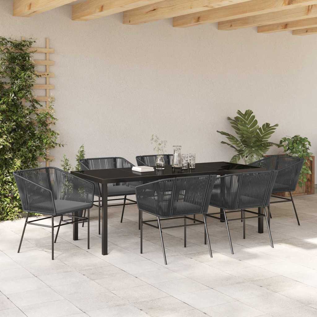 Garden Dining Set 7 pcs Black Powder-Coated Steel