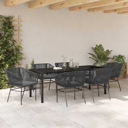 Garden Dining Set 7 pcs Black Powder-Coated Steel