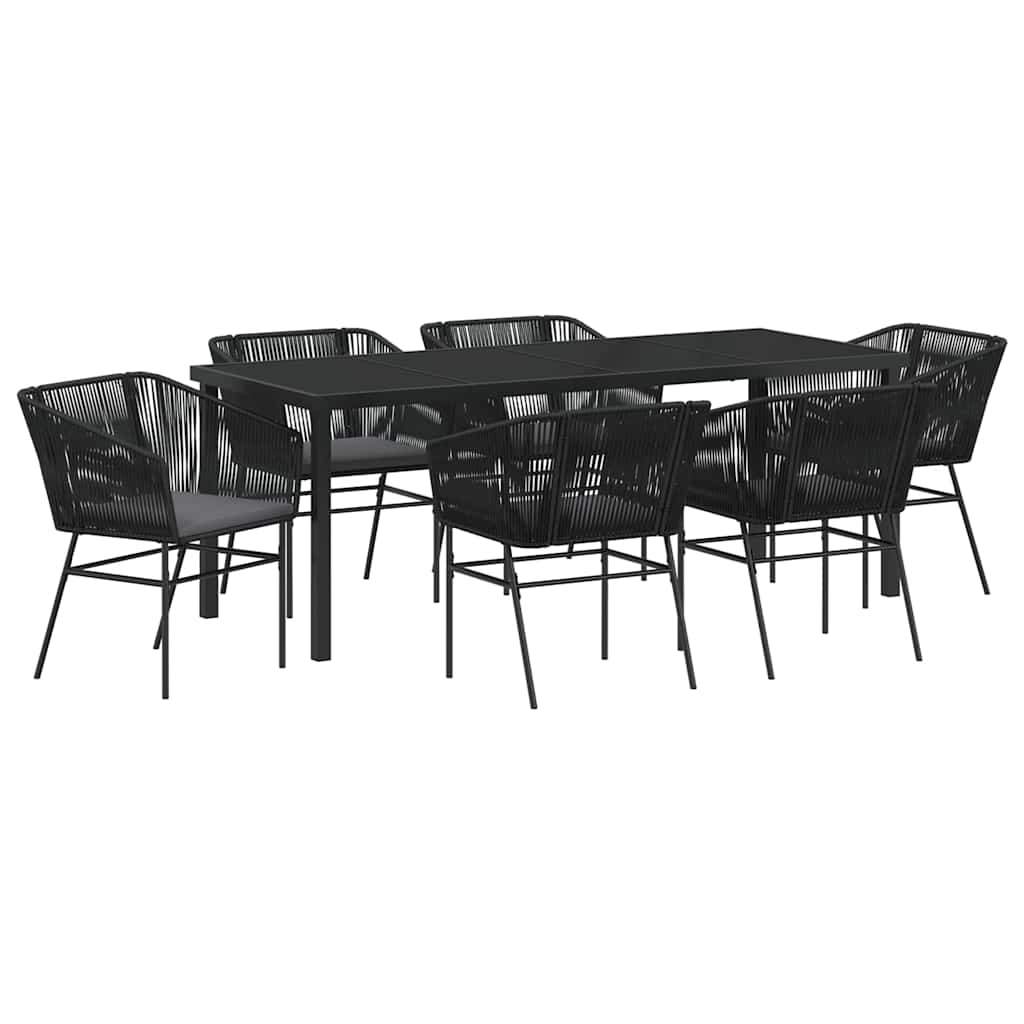 Garden Dining Set 7 pcs Black Powder-Coated Steel