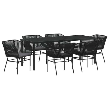 Garden Dining Set 7 pcs Black Powder-Coated Steel