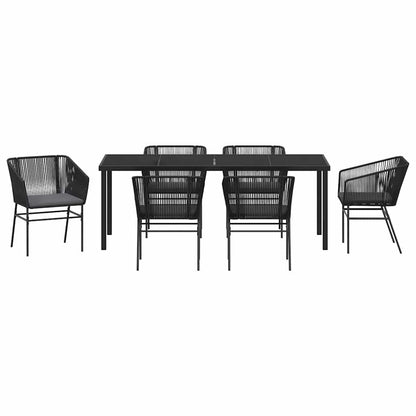 Garden Dining Set 7 pcs Black Powder-Coated Steel