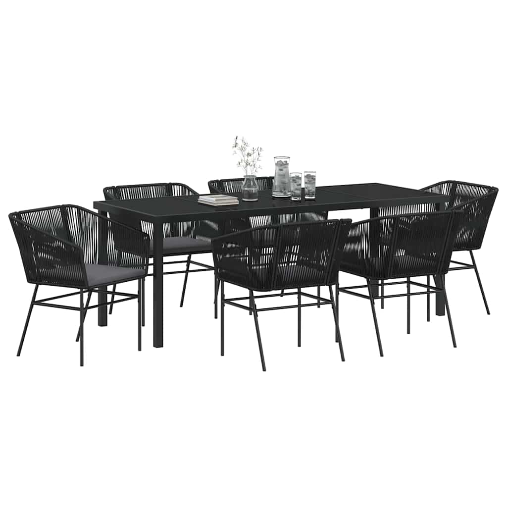 Garden Dining Set 7 pcs Black Powder-Coated Steel