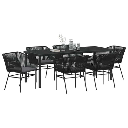 Garden Dining Set 7 pcs Black Powder-Coated Steel