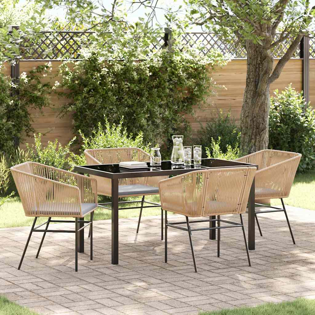 Garden Dining Set 5 pcs Brown Powder-Coated Steel