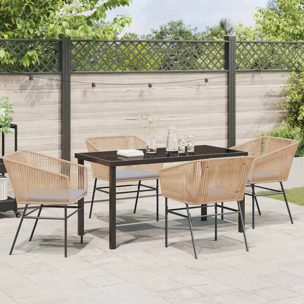 Garden Dining Set 5 pcs Brown Powder-Coated Steel