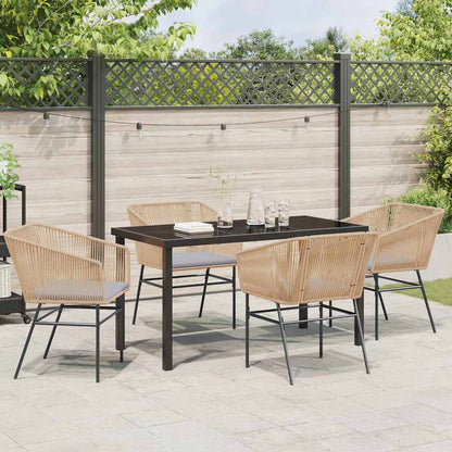 Garden Dining Set 5 pcs Brown Powder-Coated Steel