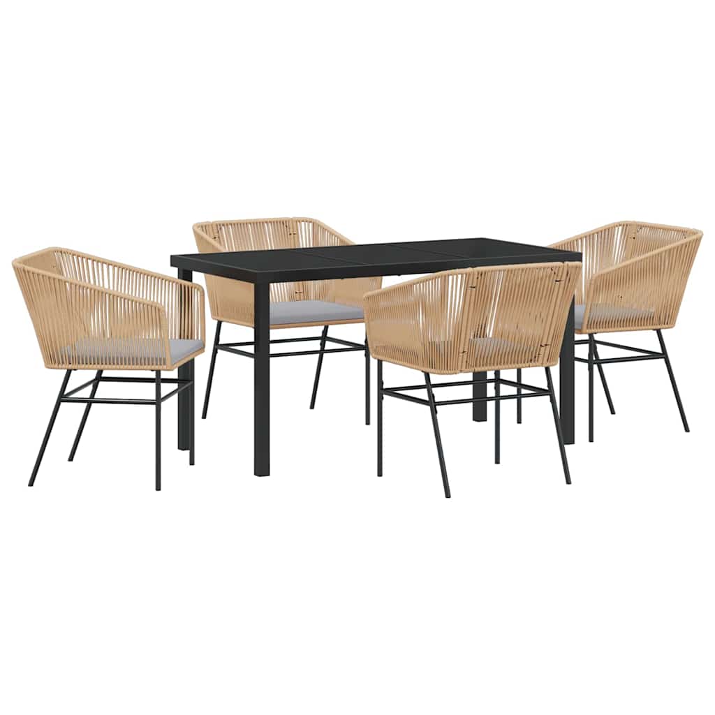 Garden Dining Set 5 pcs Brown Powder-Coated Steel
