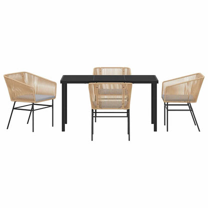 Garden Dining Set 5 pcs Brown Powder-Coated Steel