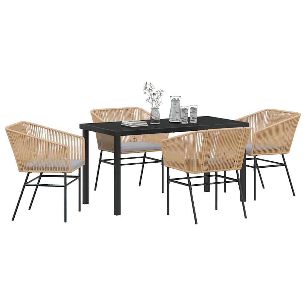 Garden Dining Set 5 pcs Brown Powder-Coated Steel