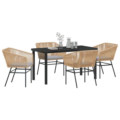 Garden Dining Set 5 pcs Brown Powder-Coated Steel