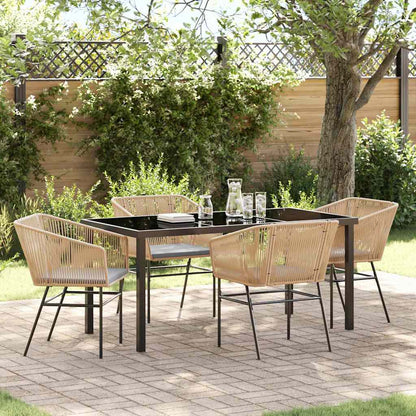 Garden Dining Set 5 pcs Brown Powder-Coated Steel
