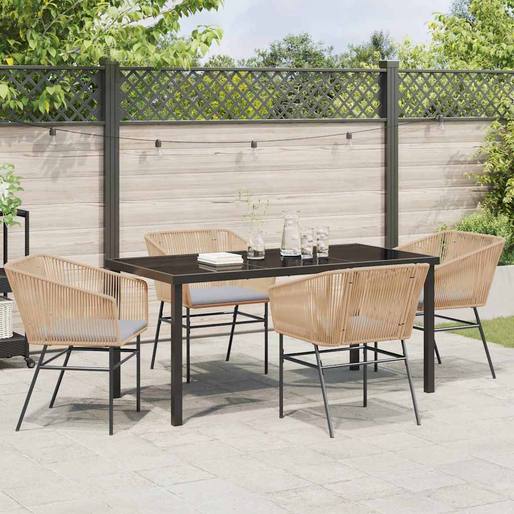 Garden Dining Set 5 pcs Brown Powder-Coated Steel