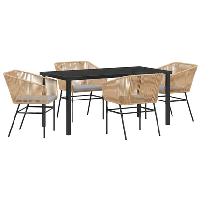 Garden Dining Set 5 pcs Brown Powder-Coated Steel