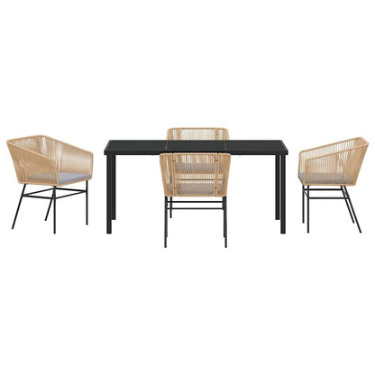 Garden Dining Set 5 pcs Brown Powder-Coated Steel