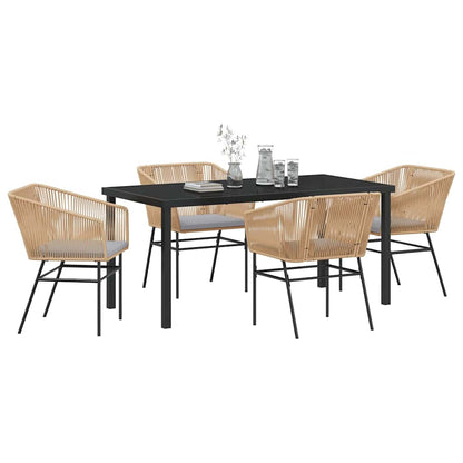 Garden Dining Set 5 pcs Brown Powder-Coated Steel