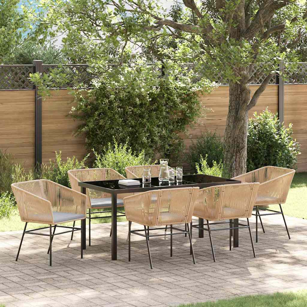 Garden Dining Set 7 pcs Brown Powder-Coated Steel