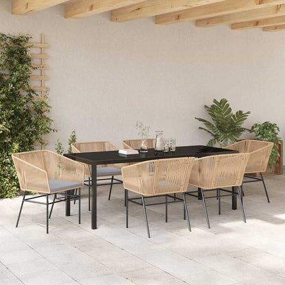 Garden Dining Set 7 pcs Brown Powder-Coated Steel