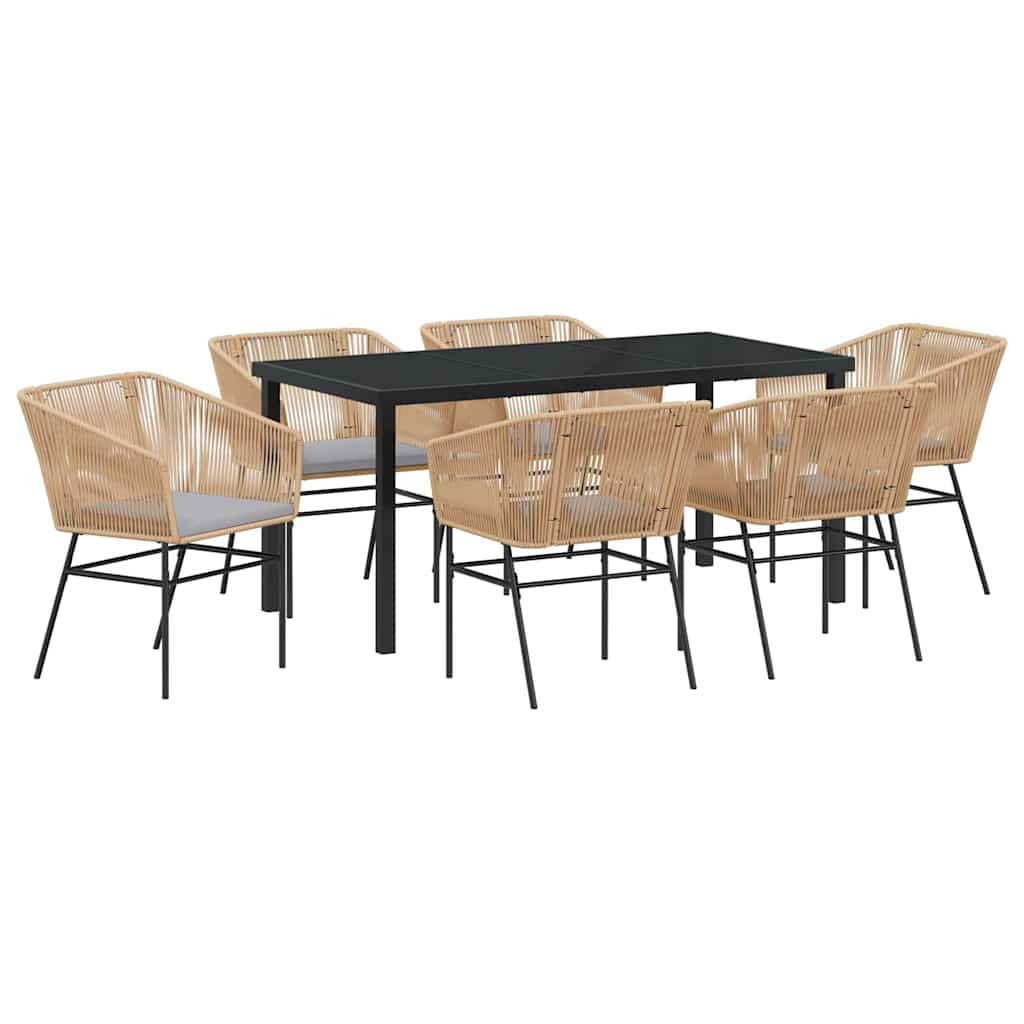 Garden Dining Set 7 pcs Brown Powder-Coated Steel