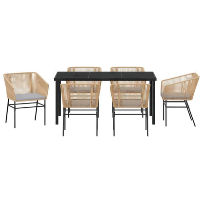 Garden Dining Set 7 pcs Brown Powder-Coated Steel