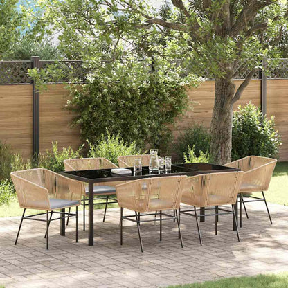 Garden Dining Set 7 pcs Brown Powder-Coated Steel
