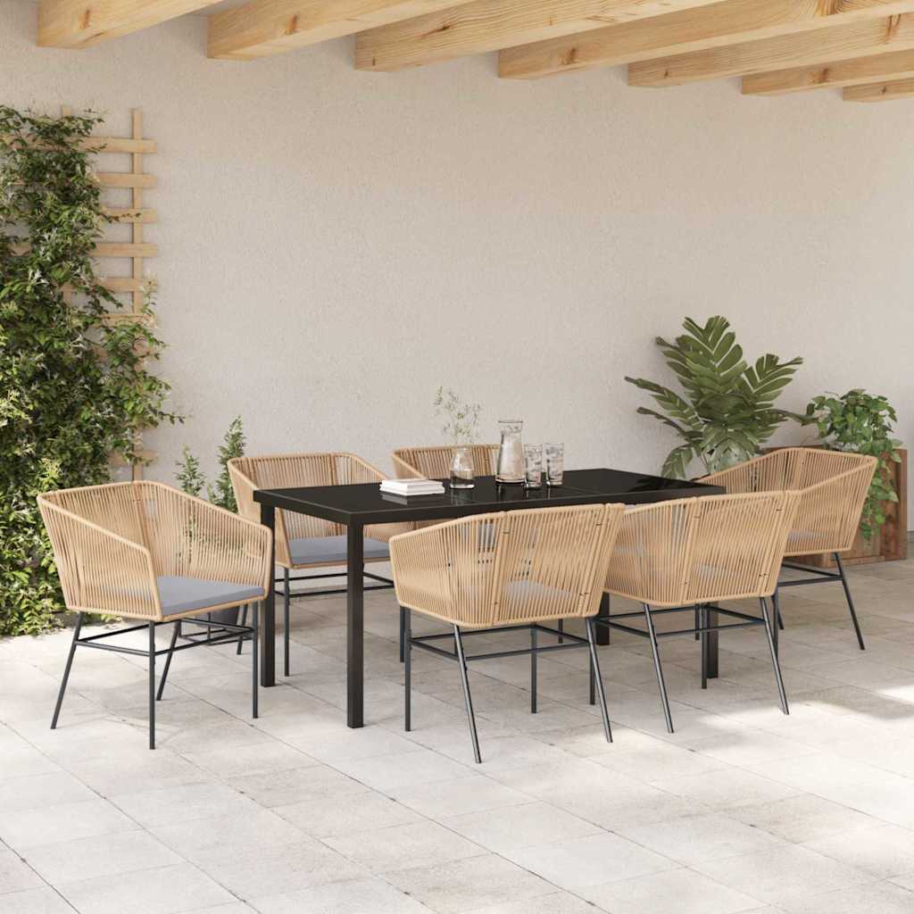 Garden Dining Set 7 pcs Brown Powder-Coated Steel