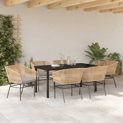 Garden Dining Set 7 pcs Brown Powder-Coated Steel